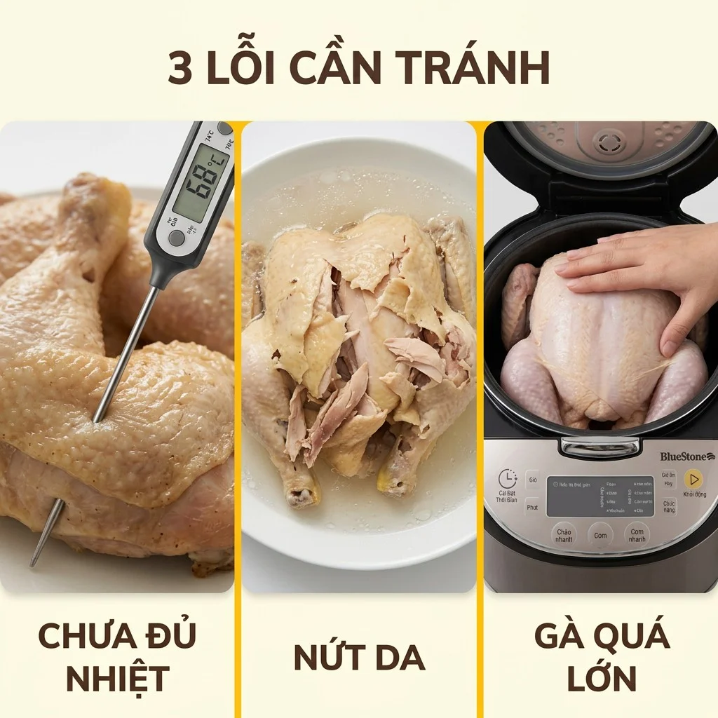Lỗi thường gặp khi luộc gà bằng nồi cơm điện